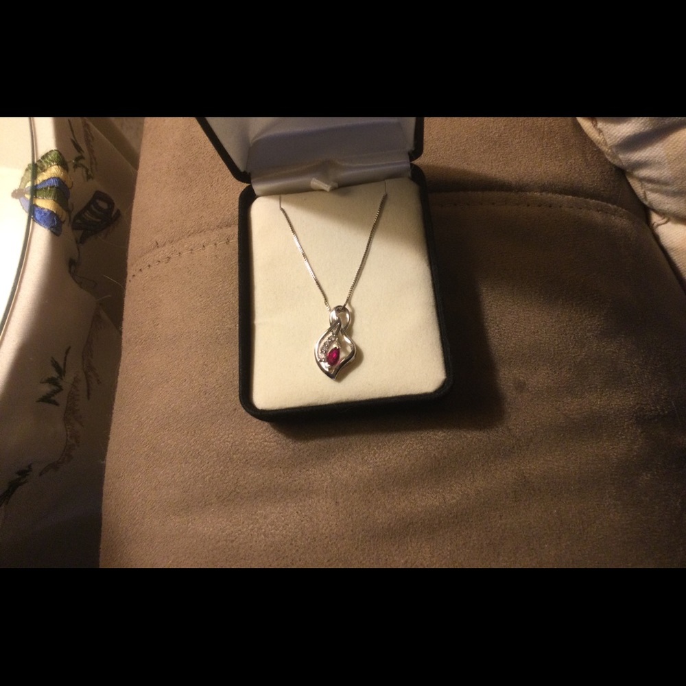 Kay Jewelers Ruby and Diamond Pendant and Chain